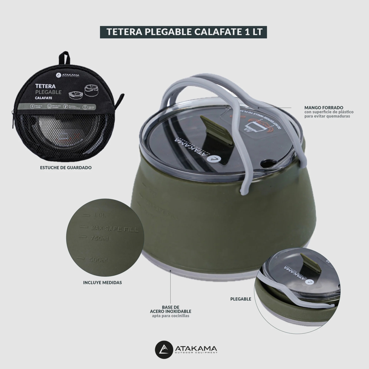 TETERA PLEGABLE ATAKAMA CALAFATE 1LT VERDE - Imagen 7