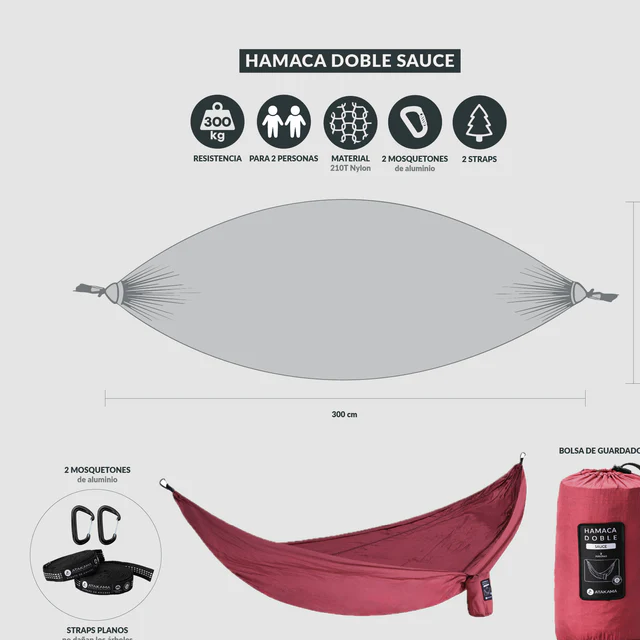 HAMACA ATAKAMA DOBLE SAUCE CELESTE - Imagen 5
