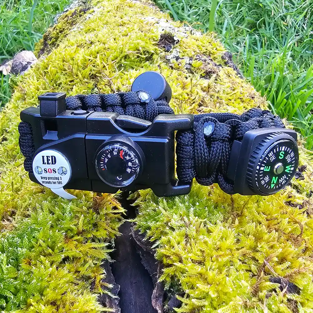 Pulsera Paracord de Supervivencia 10 en 1 con Brújula, Pedernal y Luz LED | Bushcraft y Emergencias - Imagen 2
