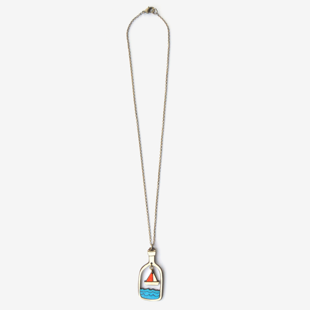 Collar Barco Madera Boat In A Bottle - Imagen 4