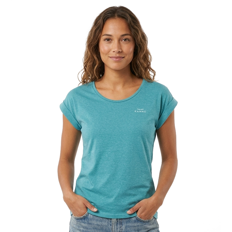 POLERA KANNU M/C ESTAMPADA LOGO TURQUESA TALLA S