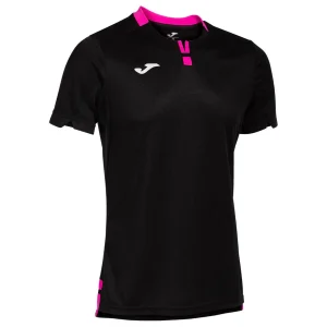 Polera Joma Ranking Negro Cuello Fucsia