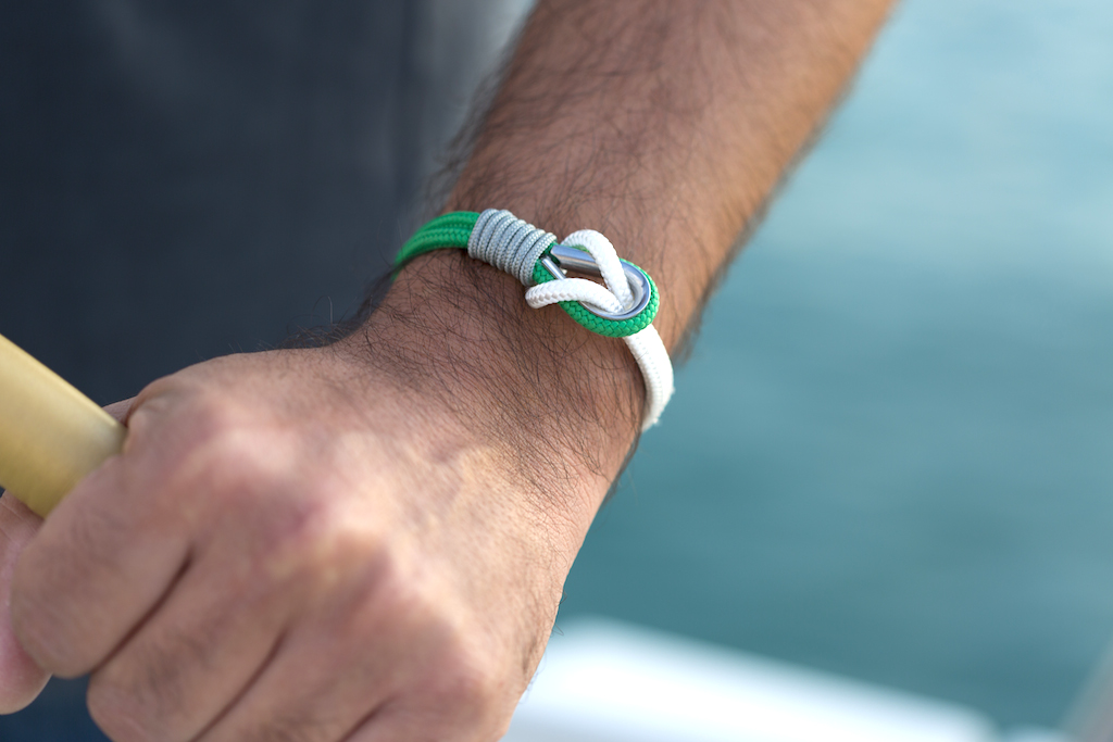 Pulsera marinera hombre verde y blanca - Imagen 5