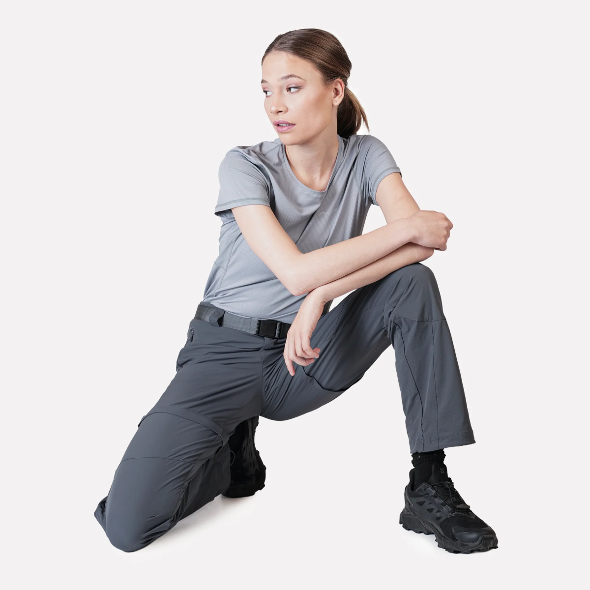 PANTALON DESMONTABLE ATAKAMA TREKKING MUJER TRAVESIA GRIS - Imagen 5