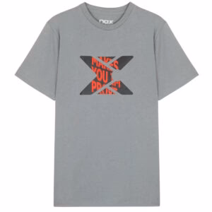 Polera Nox Basic Gris Logo Rojo