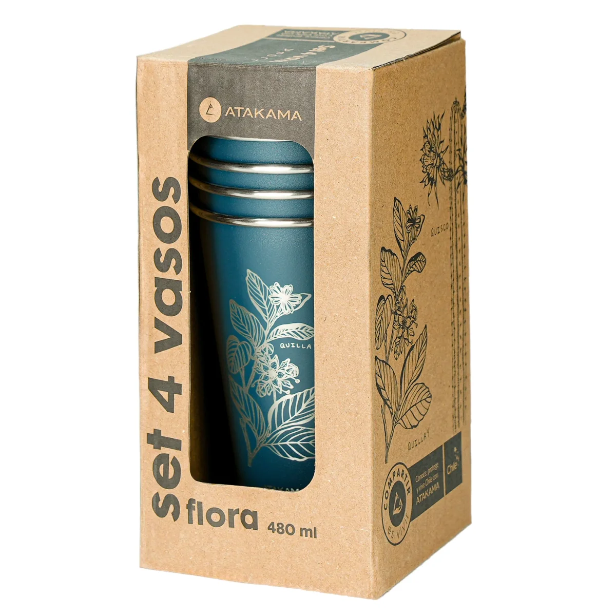SET DE 4 VASOS FLORA CHILENA 480 ML ATAKAMA - Imagen 4