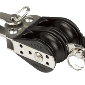 Polea doble vela y arraigo para cabos de 6 mm