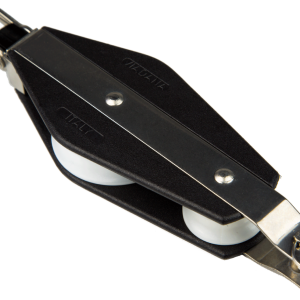 Polea violín con arraigo para cabos de 12 mm