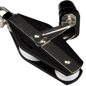 Polea violín con mordaza para cabos de 12 mm