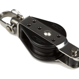 Polea giratoria con arraigo para cabos de 8 mm