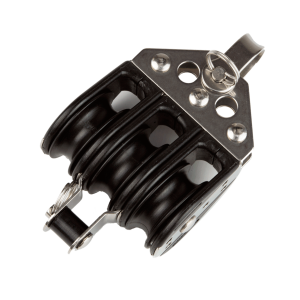 Polea triple con arraigo de 38 mm para cabo de 10 mm