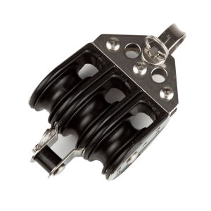 Polea triple con arraigo de 28 mm para cabos de hasta 8 mm