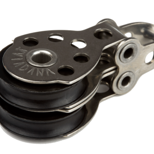 Polea vela ligera doble de 25 mm para cabos de 6 mm