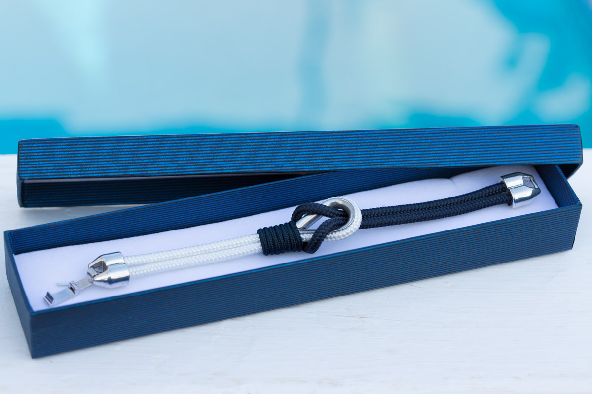 Pulsera marinera hombre azul marino y blanca - Imagen 5