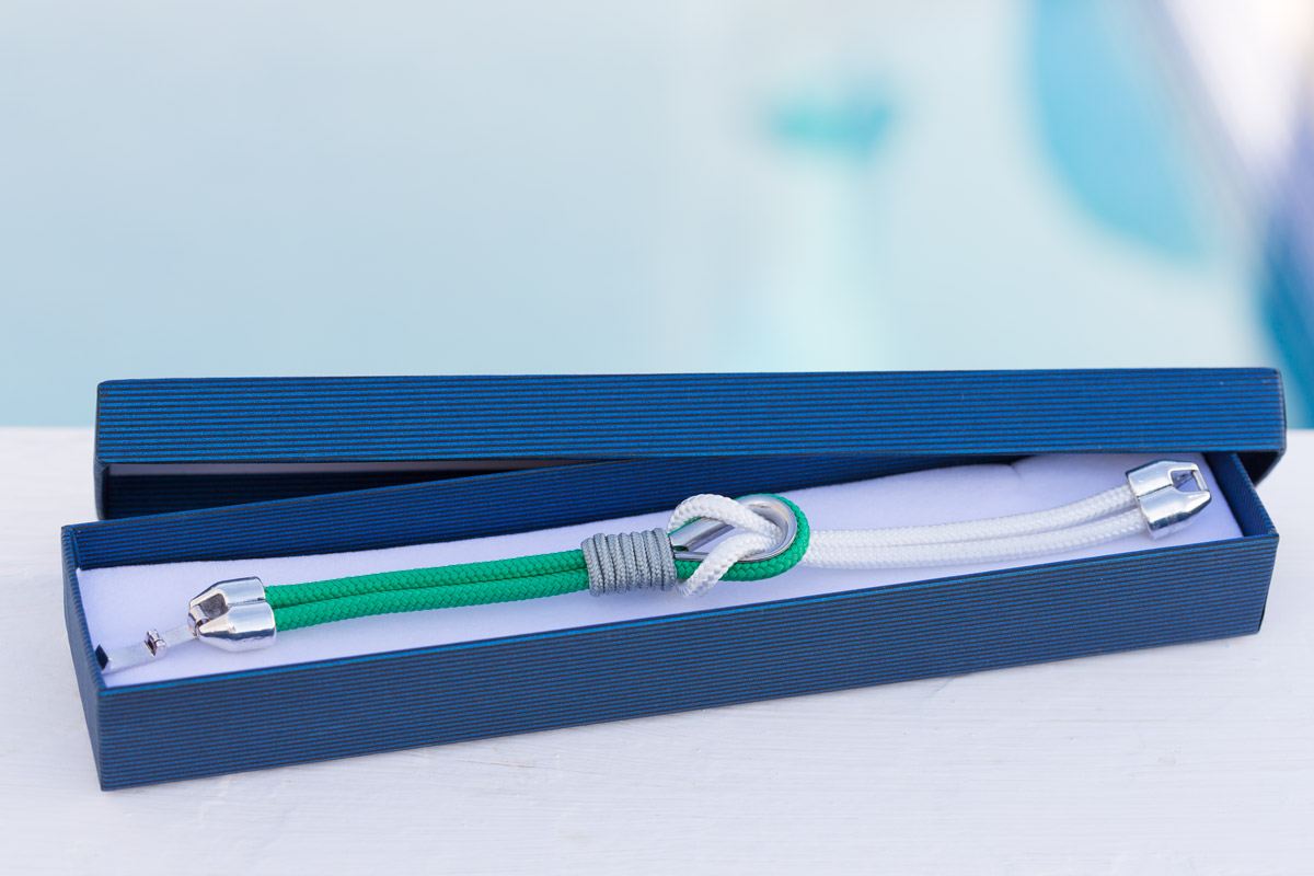 Pulsera marinera hombre verde y blanca - Imagen 4