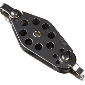 Polea violín con arraigo de 38 mm para cabos de hasta 8 mm