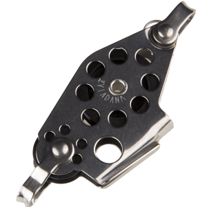 Polea violín con mordaza 38 mm y arraigo para cabos de 8 mm