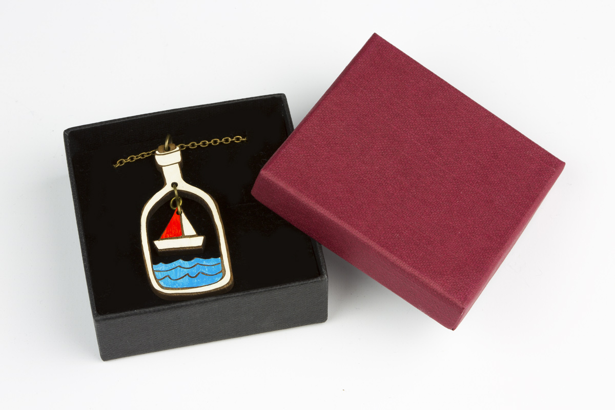 Collar Barco Madera Boat In A Bottle - Imagen 5