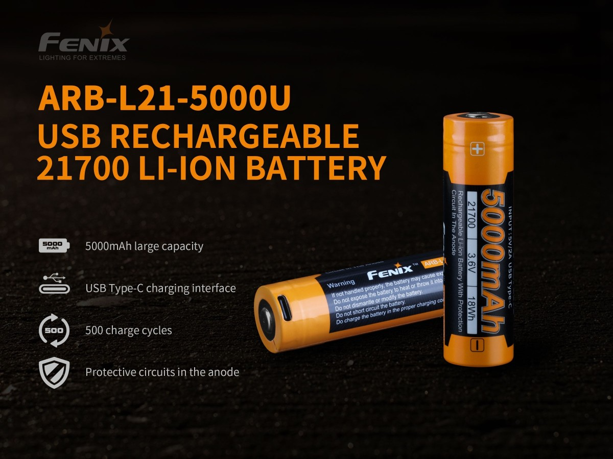 BATERIA FENIX 21700 ARB-L21 USB 5000 MAH - Imagen 3