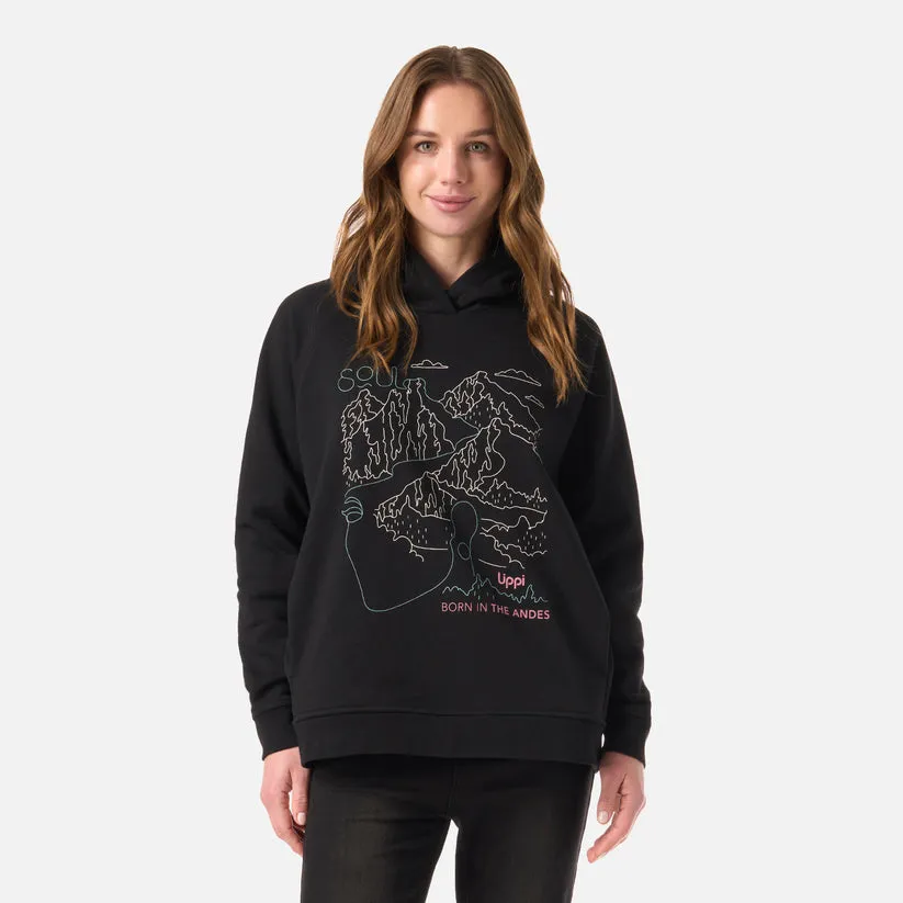 POLERON MUJER INSIGNE HOODY SWEATSHIRT FRONT PRINT LIPPI NEGRO