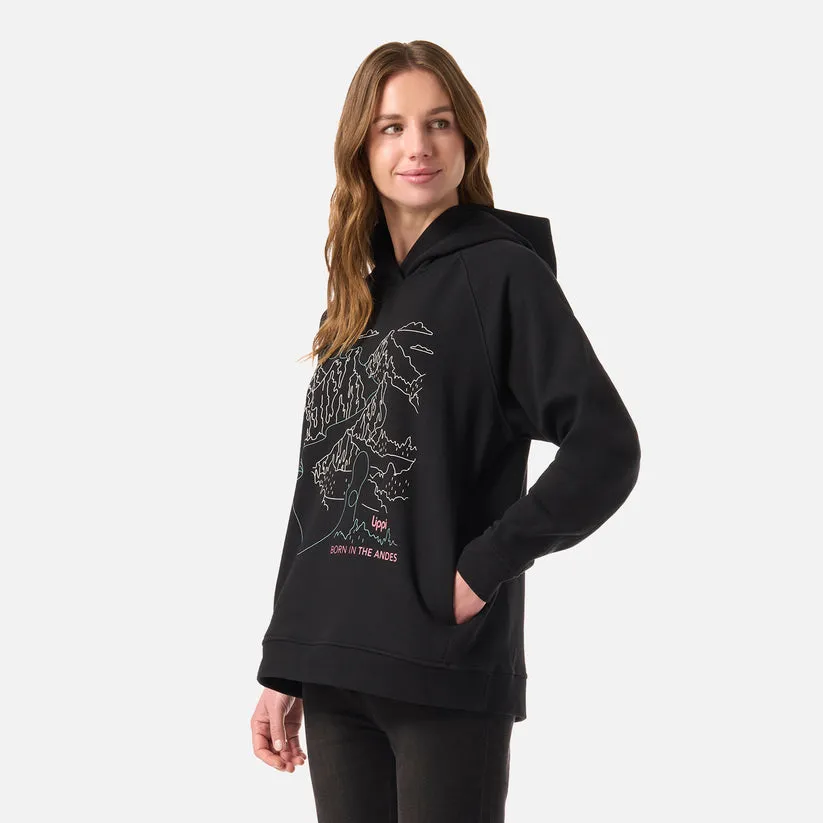 POLERON MUJER INSIGNE HOODY SWEATSHIRT FRONT PRINT LIPPI NEGRO - Imagen 3