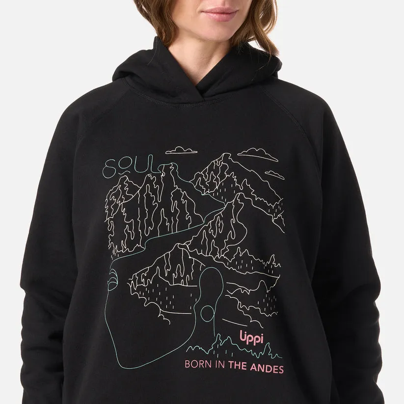 POLERON MUJER INSIGNE HOODY SWEATSHIRT FRONT PRINT LIPPI NEGRO - Imagen 6