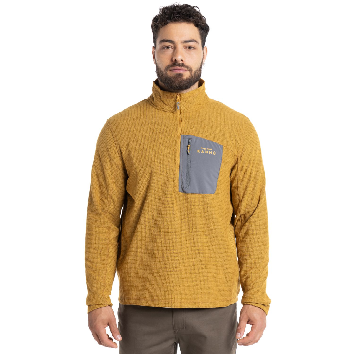 POLAR KANNU CHACABUCO 1/4 ZIP HOMBRE MOSTAZA - Imagen 2