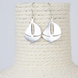 Pendientes velero de plata de ley