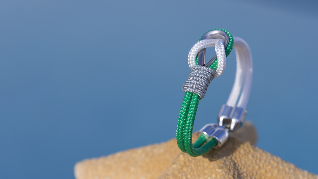 Pulsera marinera hombre verde y blanca - Imagen 3
