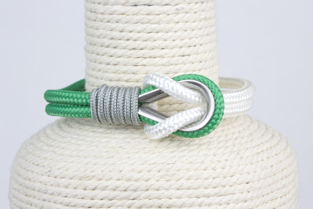 Pulsera marinera hombre verde y blanca - Imagen 2