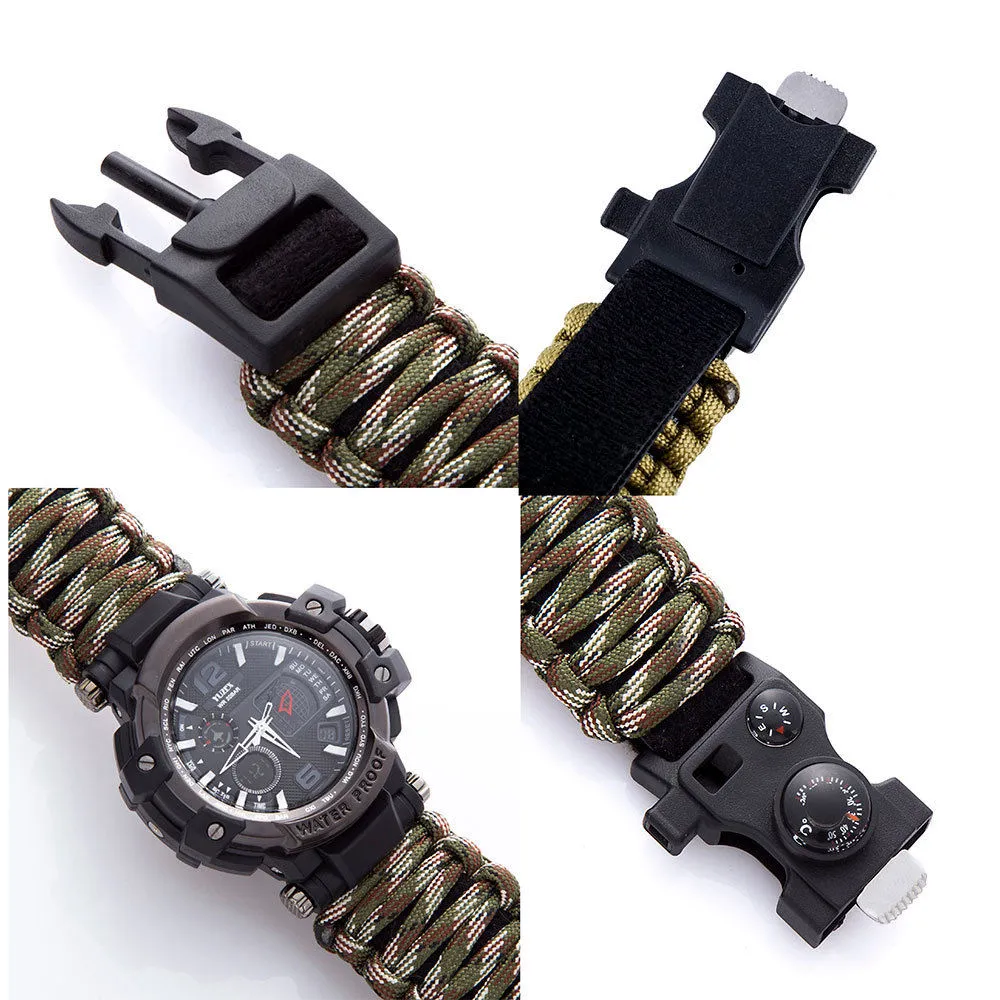 Reloj de Supervivencia Multifunción con Paracord, Brújula, Termómetro y Pedernal 5ATM - Imagen 4