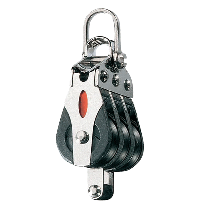 Polea triple Ronstan RF20312 con arraigo para cabos max 6 mm