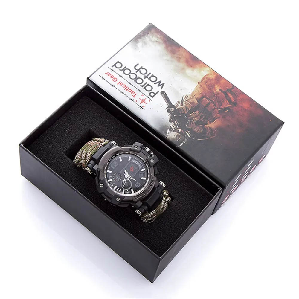 Reloj de Supervivencia Multifunción con Paracord, Brújula, Termómetro y Pedernal 5ATM - Imagen 8